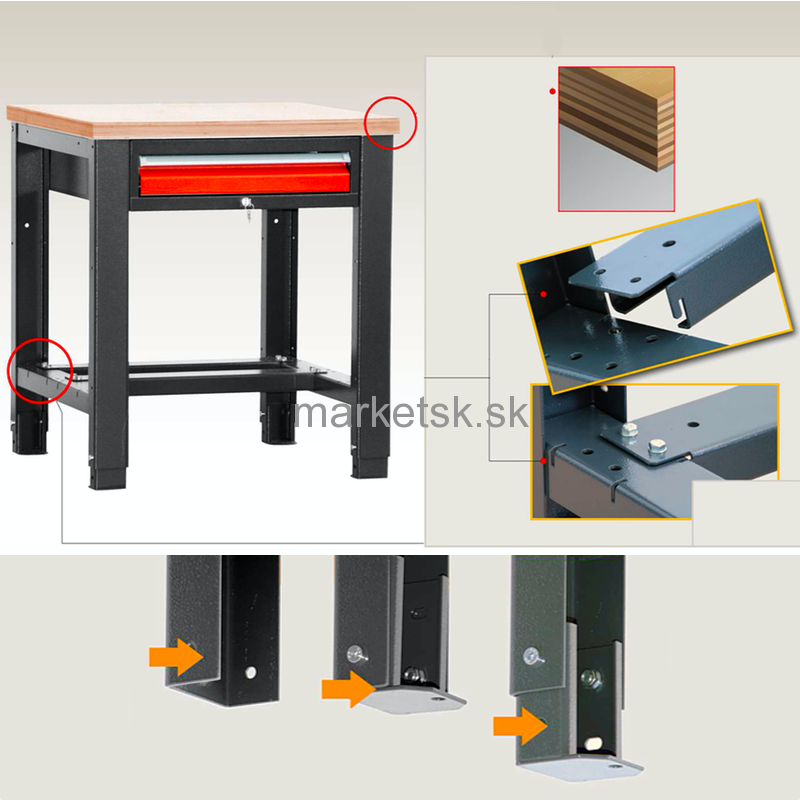 Dielenský stôl PROFI MAX PM508 - 140 x 70 x 85/90 cm